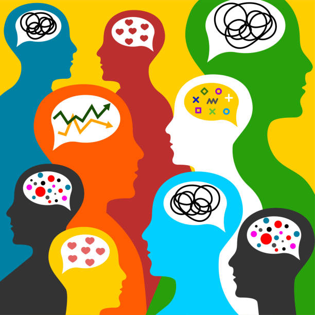 Neuro diversity, people in crowd. Pattern with doodle people Neuro diversity, people in crowd. Pattern with doodle people